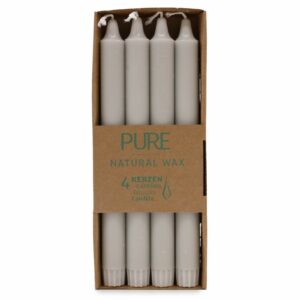 Pure Natural Wax Dinner Candle 25x2.3 - Silver Grey