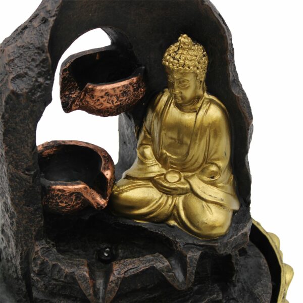 Tabletop Water Feature - 30cm - Golden Meditating Buddha - Image 4