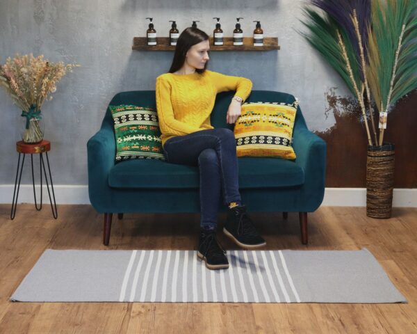 Indian Cotton Rug - 70x170cm - Grey - Image 7