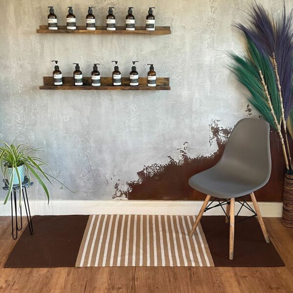 Indian Cotton Rug - 70x170cm - Dark Brown / Beige - Image 3