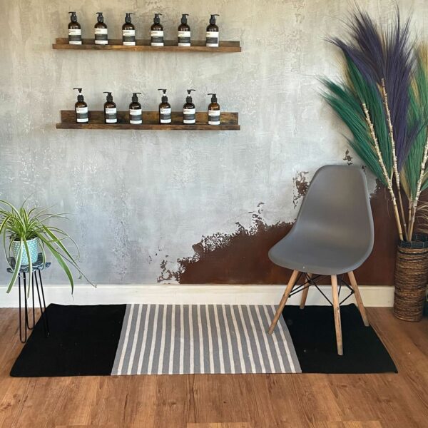 Indian Cotton Rug - 70x170cm - Black / Grey - Image 2