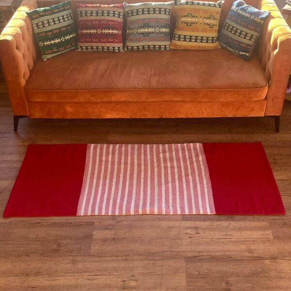 Indian Cotton Rug - 70x170cm - Red/Pink - Image 2