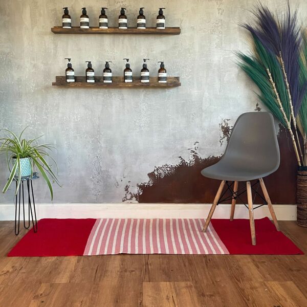 Indian Cotton Rug - 70x170cm - Red/Pink - Image 3