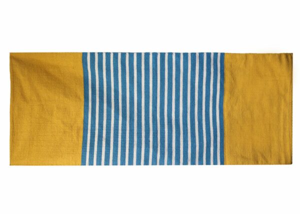 Indian Cotton Rug - 70x170cm - Yellow/ Blue - Image 4