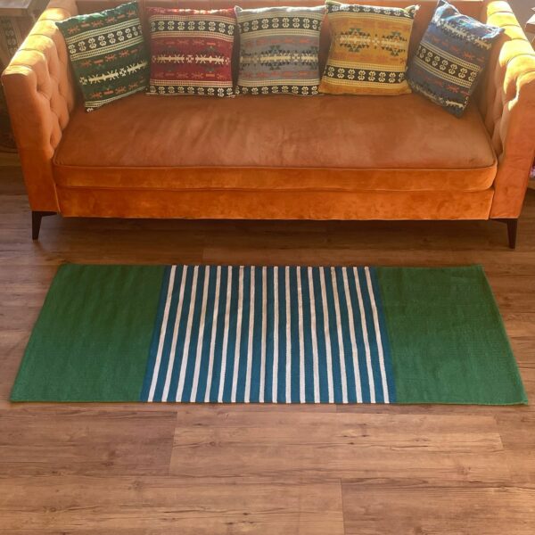 Indian Cotton Rug - 70x170cm - Blue/ Green - Image 5