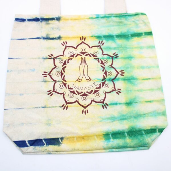 Tye-Dye Cotton Bag (6oz) - 38x42x12cm -  Namaste Hands - Multi - Natural Handle - Image 3