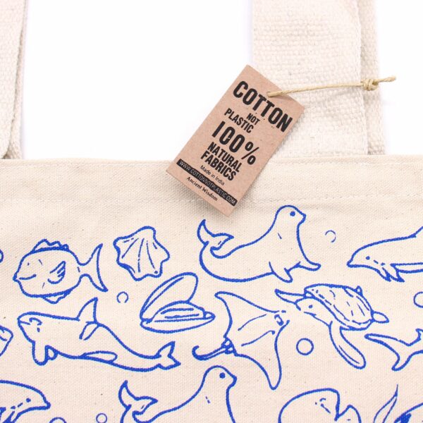 Big Cotton Shopping Bag - 38x42cm - Sea Life - 10oz - Image 2