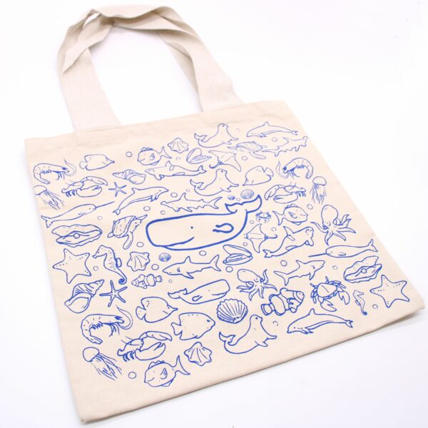 Big Cotton Shopping Bag - 38x42cm - Sea Life - 10oz - Image 4
