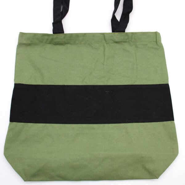 Two Tone Cotton Bag - 38x42x12cm - Green & Black - 10oz - Image 3