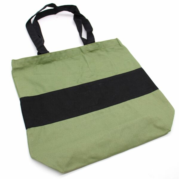 Two Tone Cotton Bag - 38x42x12cm - Green & Black - 10oz - Image 4