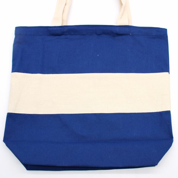 Two Tone Cotton Bag - 38x42x12cm - Blue & Natural - 10oz - Image 3