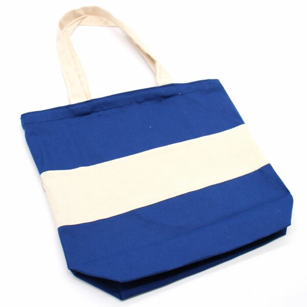 Two Tone Cotton Bag - 38x42x12cm - Blue & Natural - 10oz - Image 4