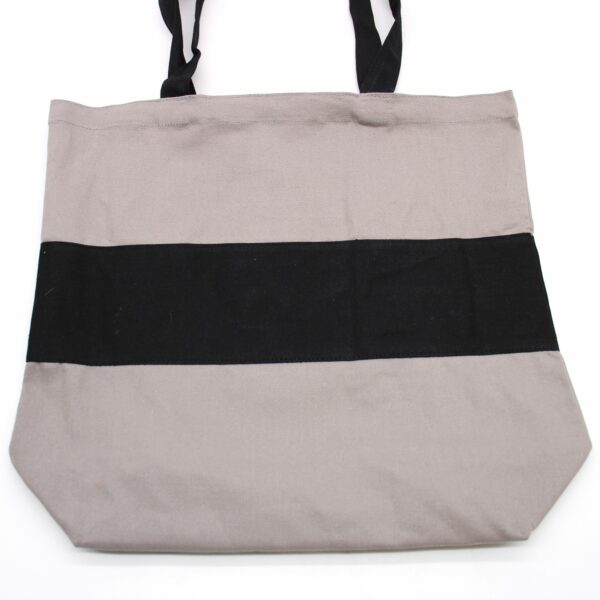 Two Tone Cotton Bag - 38x42x12cm - Grey & Black - 10oz - Image 3