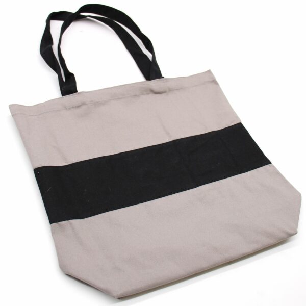 Two Tone Cotton Bag - 38x42x12cm - Grey & Black - 10oz - Image 4