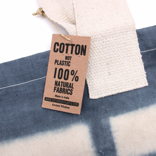 Natural Tye-Dye Cotton Bag (8oz) - 38x42x12cm - Grey Blocks - Natural Handle - Image 2