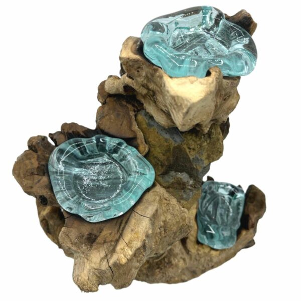 Molton Glass Triple Candle Holder on Wood - Image 2