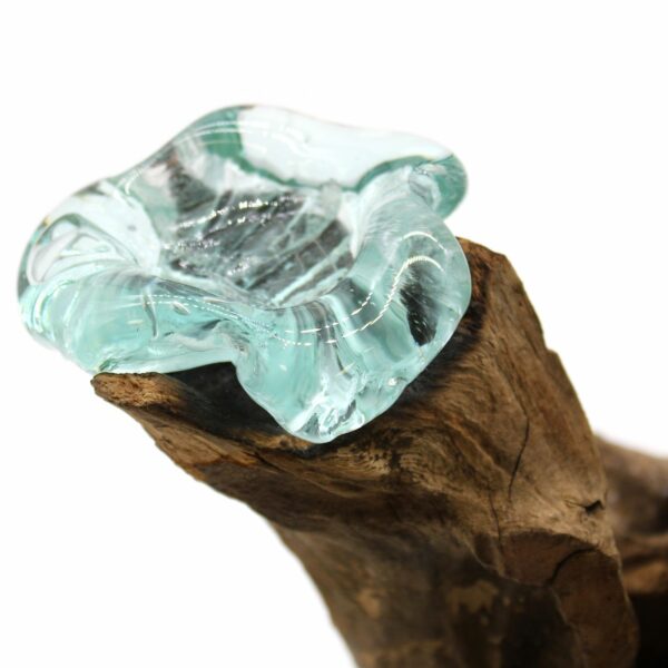Molton Glass Triple Candle Holder on Wood - Image 6