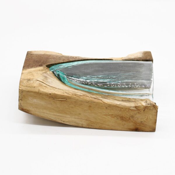 Molton Glass V-shaped Art Vase on Wood - Image 2