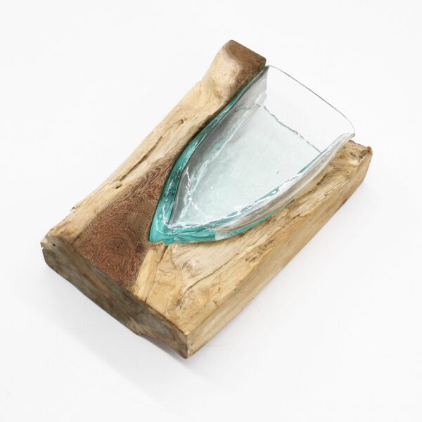 Molton Glass V-shaped Art Vase on Wood - Image 3