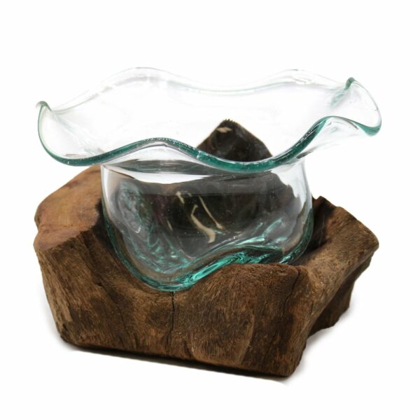 Molton Glass Fancy Sweet Bowl on Wood - Image 3