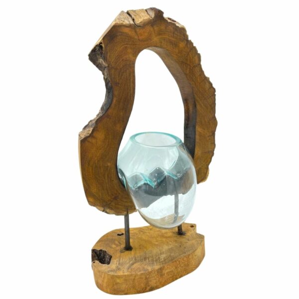 Molton Glass Hanging Art Vase on Wood - Image 2
