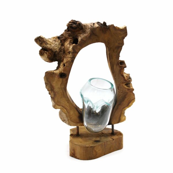 Molton Glass Hanging Art Vase on Wood - Image 3