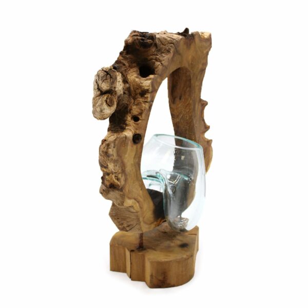Molton Glass Hanging Art Vase on Wood - Image 4