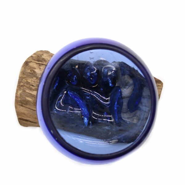 Molton Glass Mini Blue Bowl on Wood - Image 5