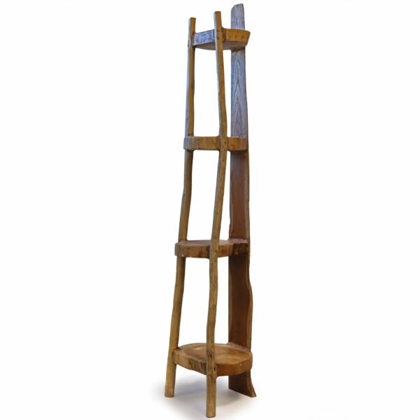 Natural Teak Corner Unit 4 Shelves - 135cm high - Image 2