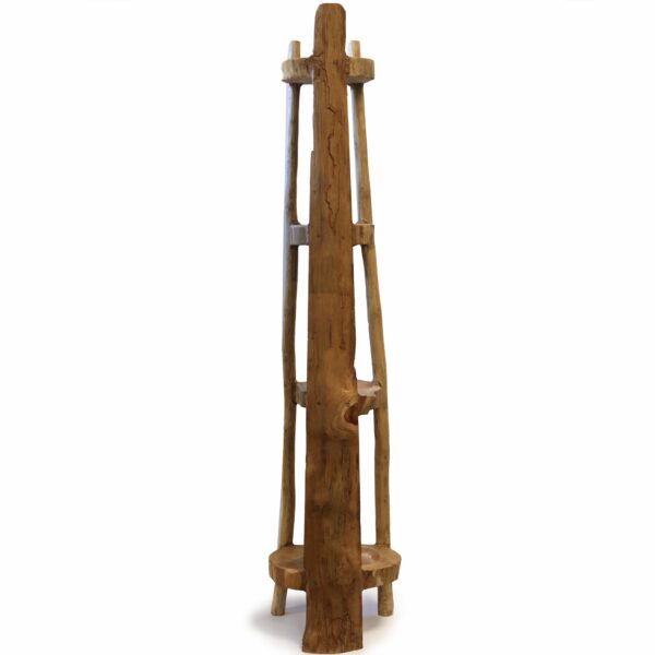 Natural Teak Corner Unit 4 Shelves - 135cm high - Image 3