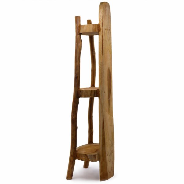 Natural Teak Corner Unit 3 Shelves - 90cm high - Image 2