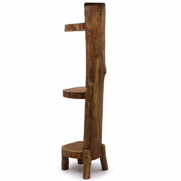 Natural Teak Log Shelve Display 3 Shelves  100cm high - Image 2