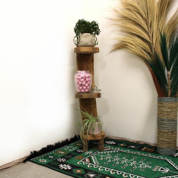 Natural Teak Log Shelve Display 3 Shelves  100cm high - Image 5