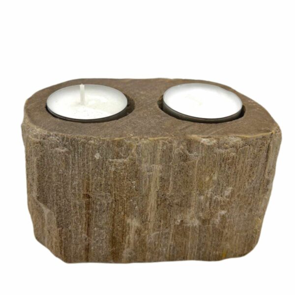 Petrified Wood Candle Holder - Double - Image 5