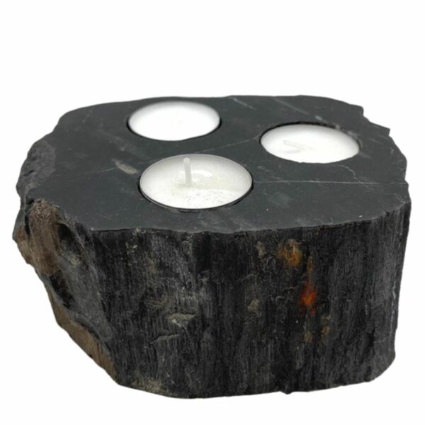 Petrified Wood Candle Holder - Triple - Image 3