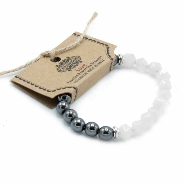 Faceted Gemstone Bracelet - Magnetc Rose Quatz - Image 3