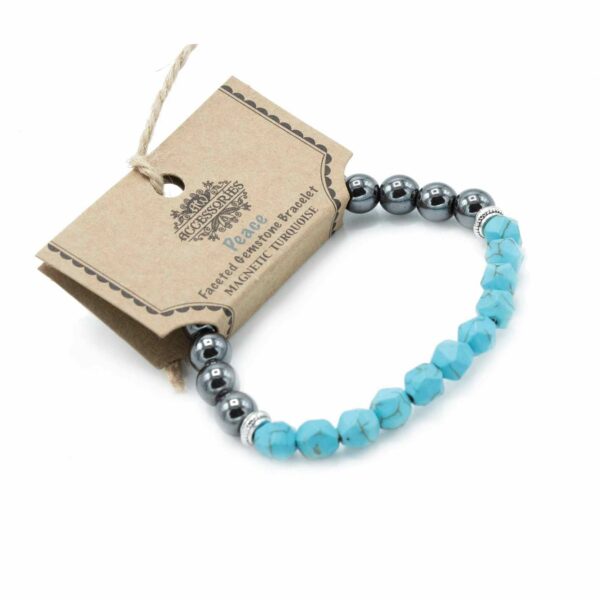 Faceted Gemstone Bracelet - Magnetic Turquoise - Image 3