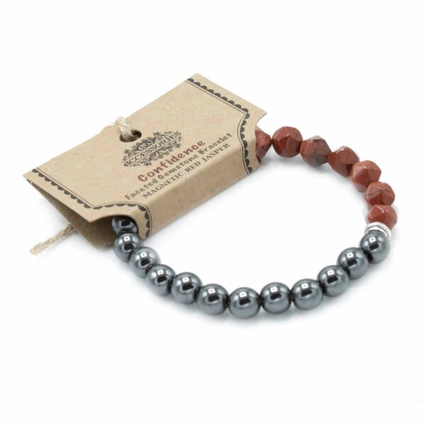 Faceted Gemstone Bracelet - Magnetic Red Jasper - Image 3