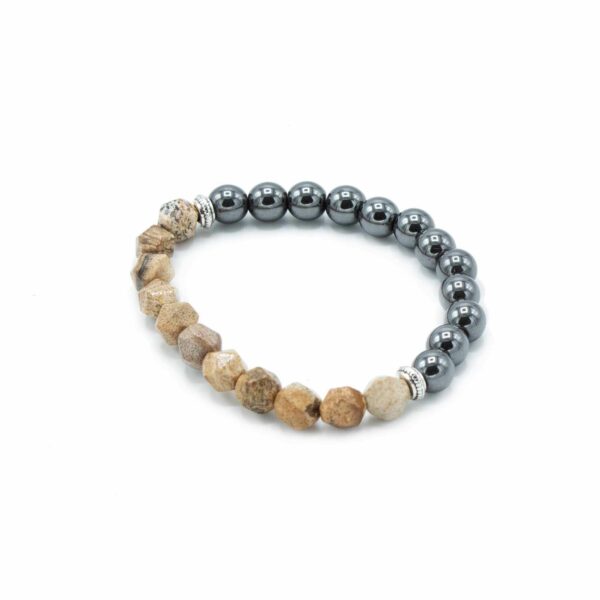 Faceted Gemstone Bracelet - Magnetic Picture Jasper - Image 2