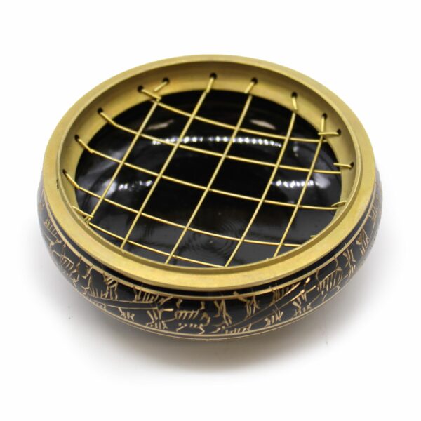 Brass Carved Charcoal Incense Jar - Image 2