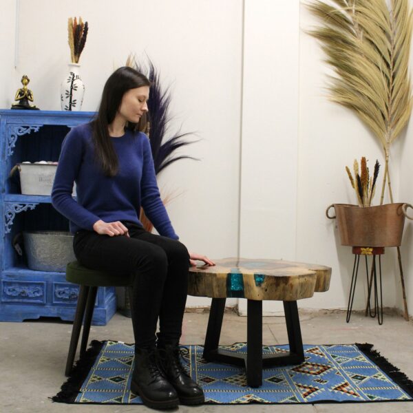 Tamarind and Resin Coffee Table - Aqua - Image 4