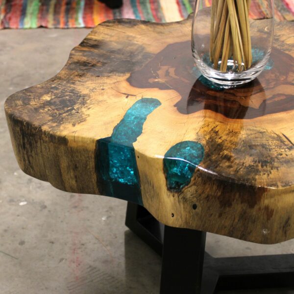 Tamarind and Resin Coffee Table - Aqua - Image 6