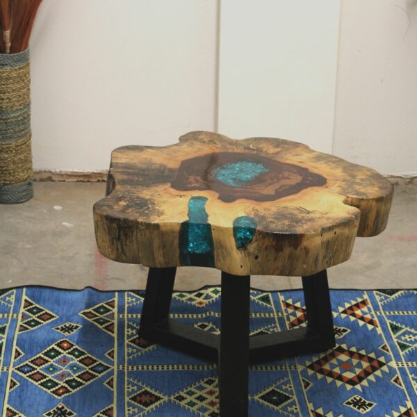 Tamarind and Resin Coffee Table - Aqua - Image 7