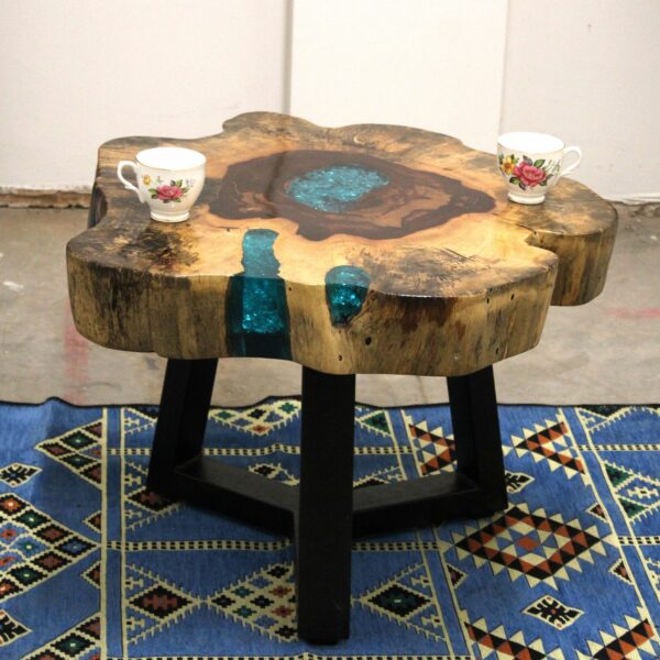 Tamarind and Resin Coffee Table - Aqua - Image 9