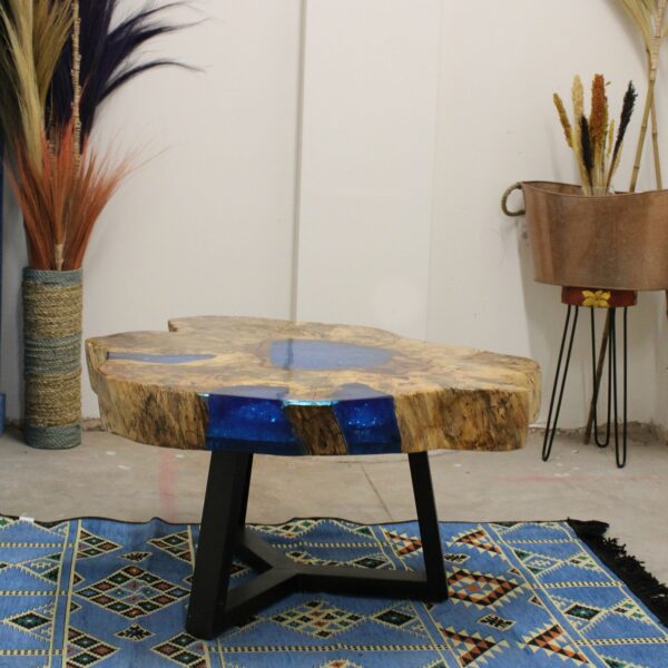 Tamarind and Resin Coffee Table - Sky Blue - Image 6