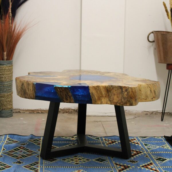 Tamarind and Resin Coffee Table - Sky Blue - Image 9