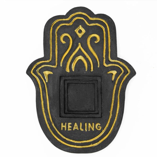 Healling Incense Plate - Black & Gold Lava-Stone Effect - Image 3