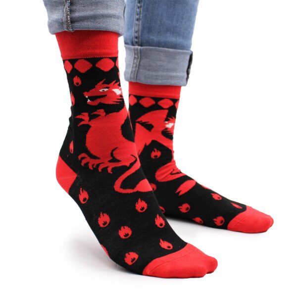 Hop Hare Bamboo Socks S/M - Red Dragons - Image 5