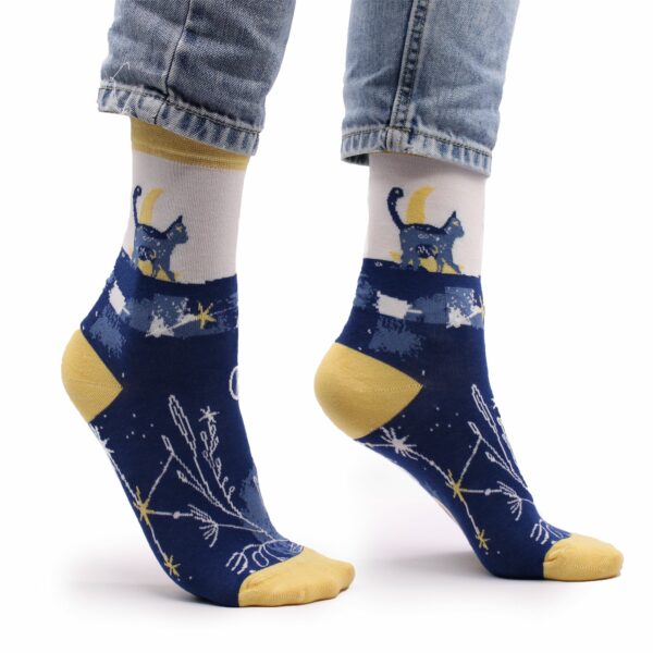Hop Hare Bamboo Socks S/M - Midnight Cat - Image 6