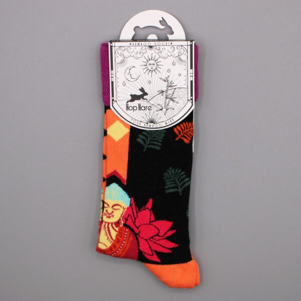 Hop Hare Bamboo Socks S/M - Pink Buddha & Lotus  - Image 4